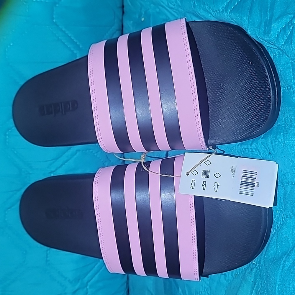 New adidas Adilette Comfort Slides True Pink Core Black Men's Shoes Size 13 NoBx